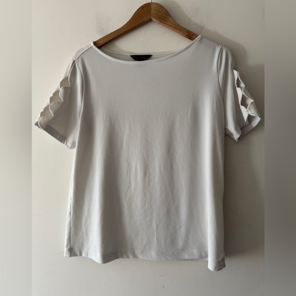 Goldray Stitch Fix White‎ Short Sleeve Cutout Cute Top